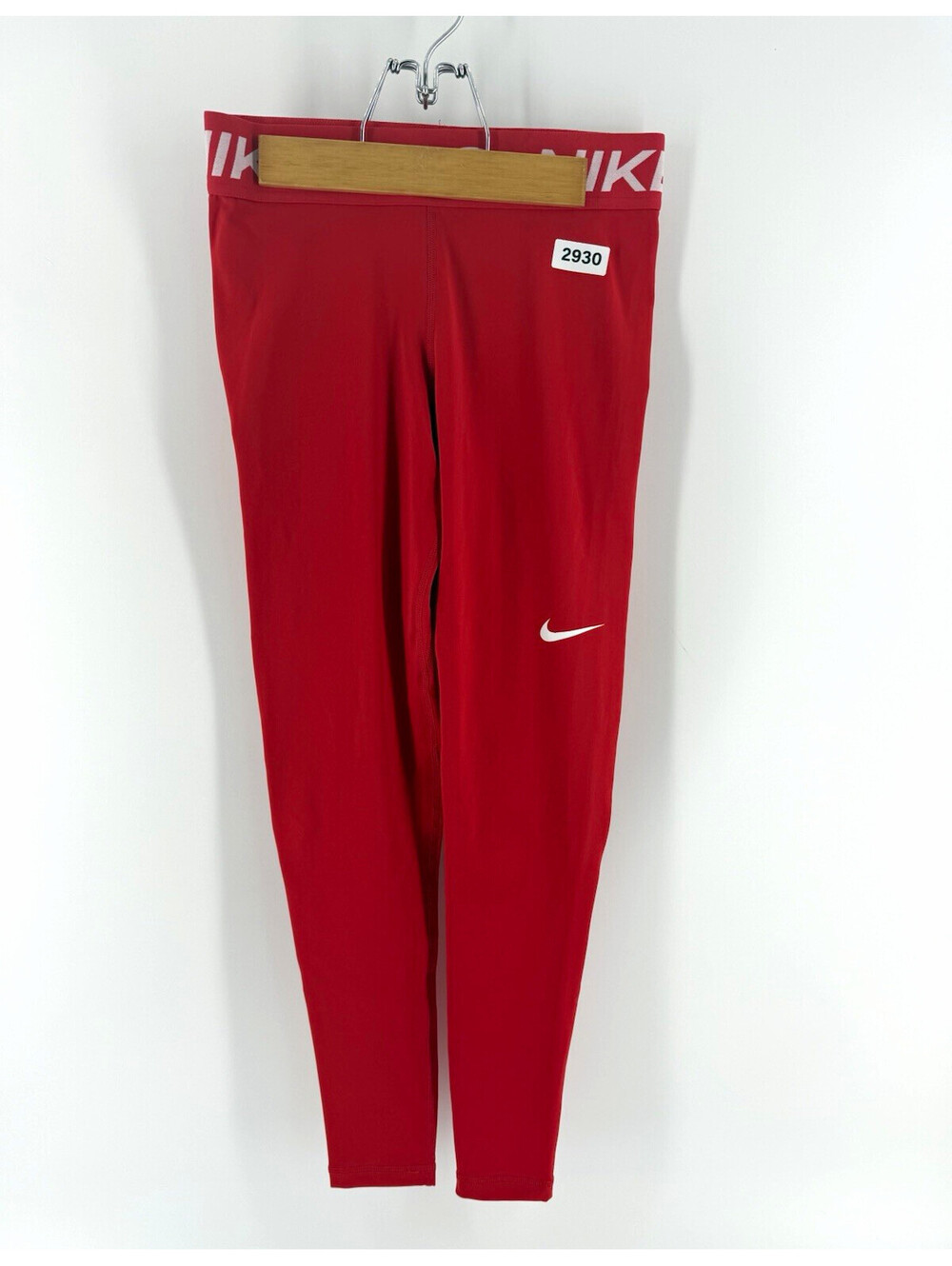 Nike Pro Red Solid Ankle Leggings Stretch Elastic Waist Women's Miami Heat